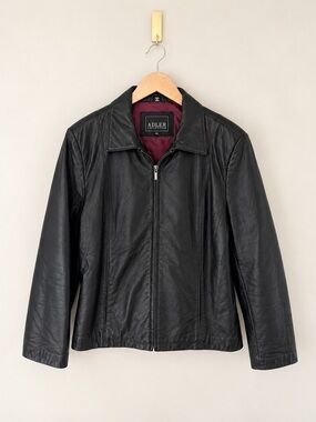 Adler Collection Black Leather Zip Front Jacket Size XL